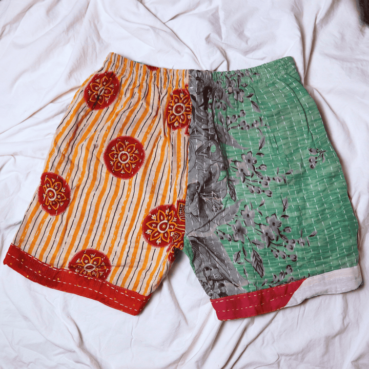 OOAK Cotton Kantha Beach Shorts - Large (0001) - Ethically Made