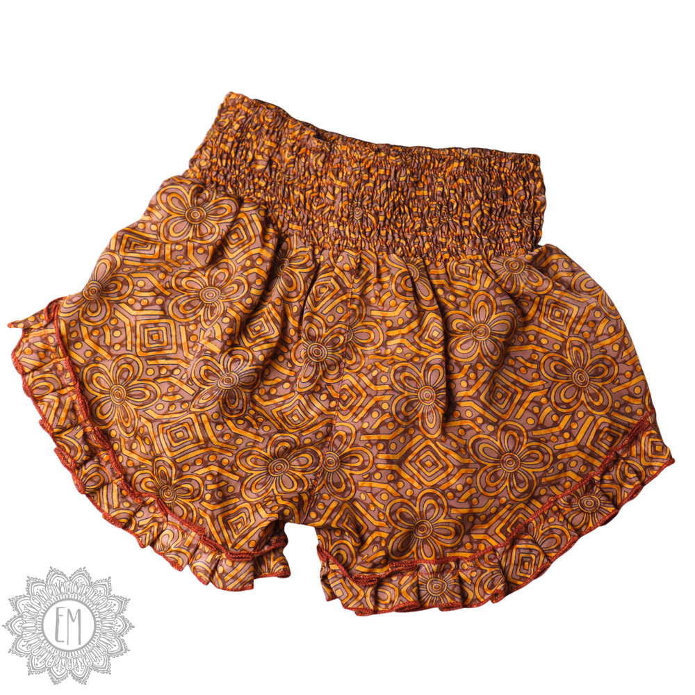 OOAK Silk Sari Shorts Sm/Md (0010)