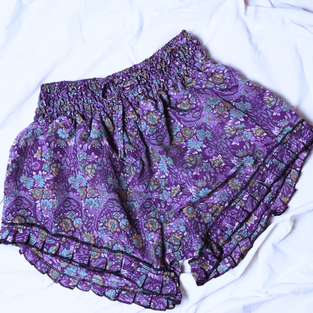 OOAK Silk Sari Shorts XL (0012) - Ethically Made