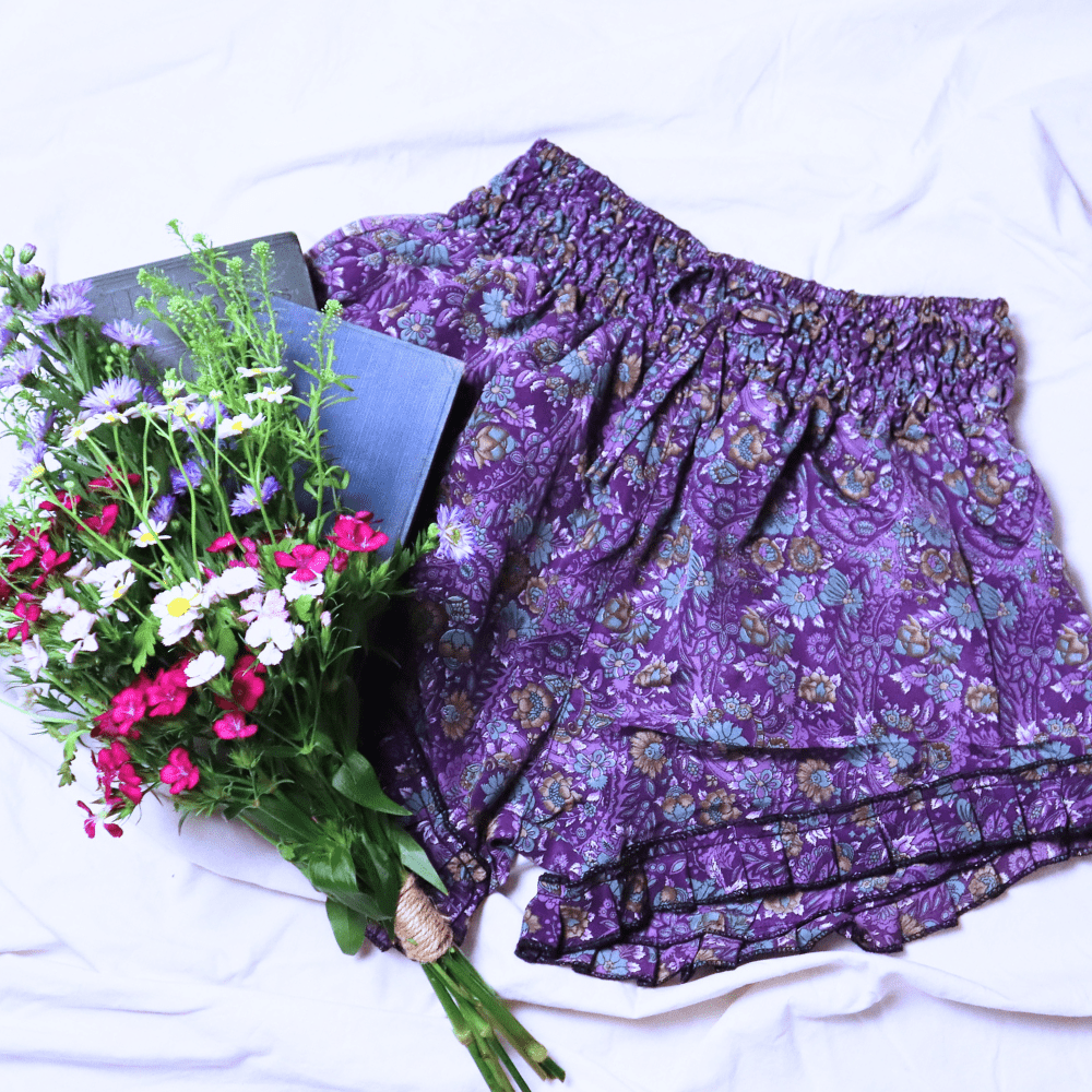 OOAK Silk Sari Shorts XL (0012) - Ethically Made