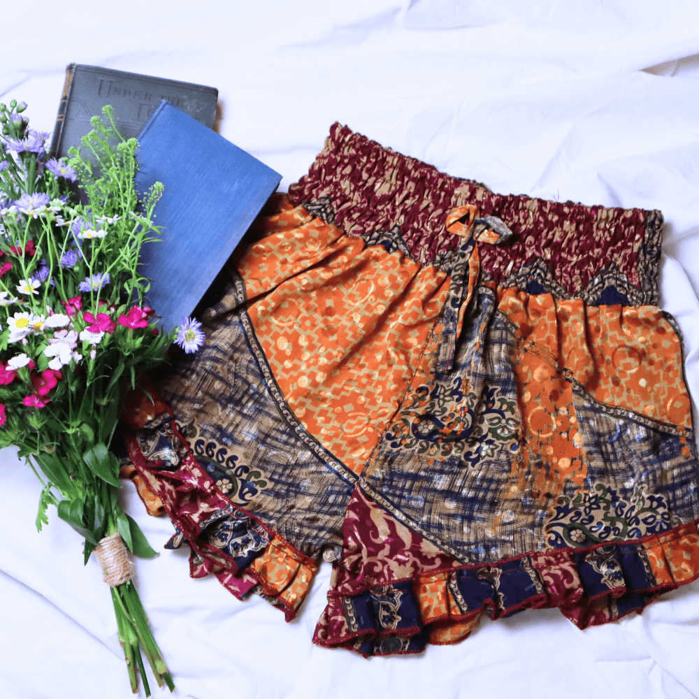 OOAK Silk Sari Shorts XL (0008) - Ethically Made