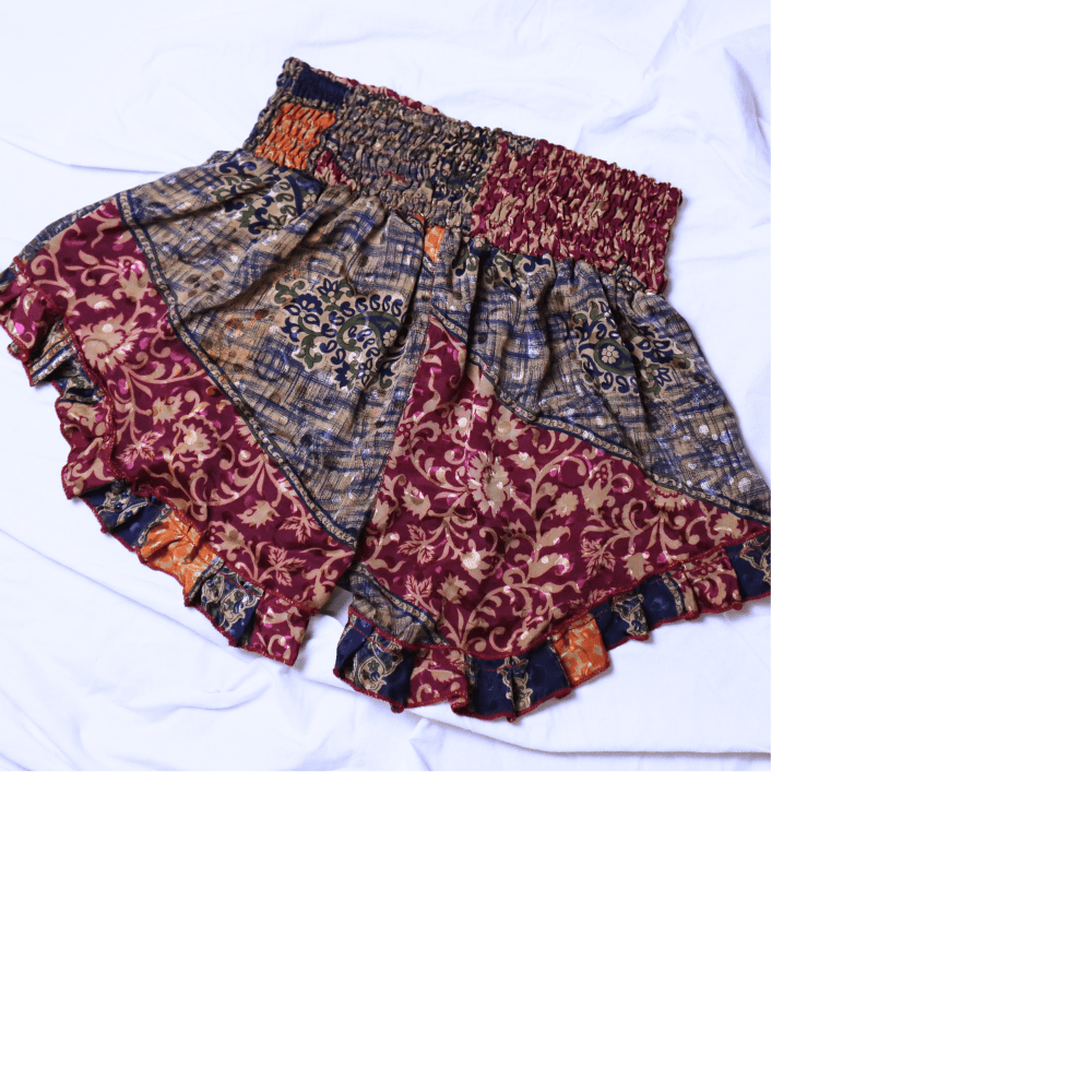 OOAK Silk Sari Shorts XL (0008) - Ethically Made
