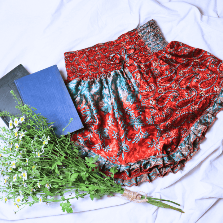 OOAK Silk Sari Shorts XL (0007) - Ethically Made