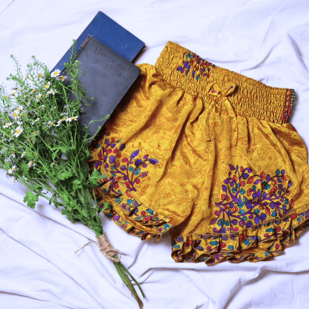 OOAK Silk Sari Shorts XL (0005) - Ethically Made