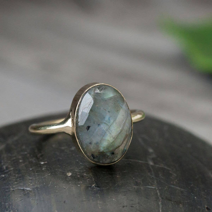 Labradorite Brass Cocktail Ring - Ethically Made