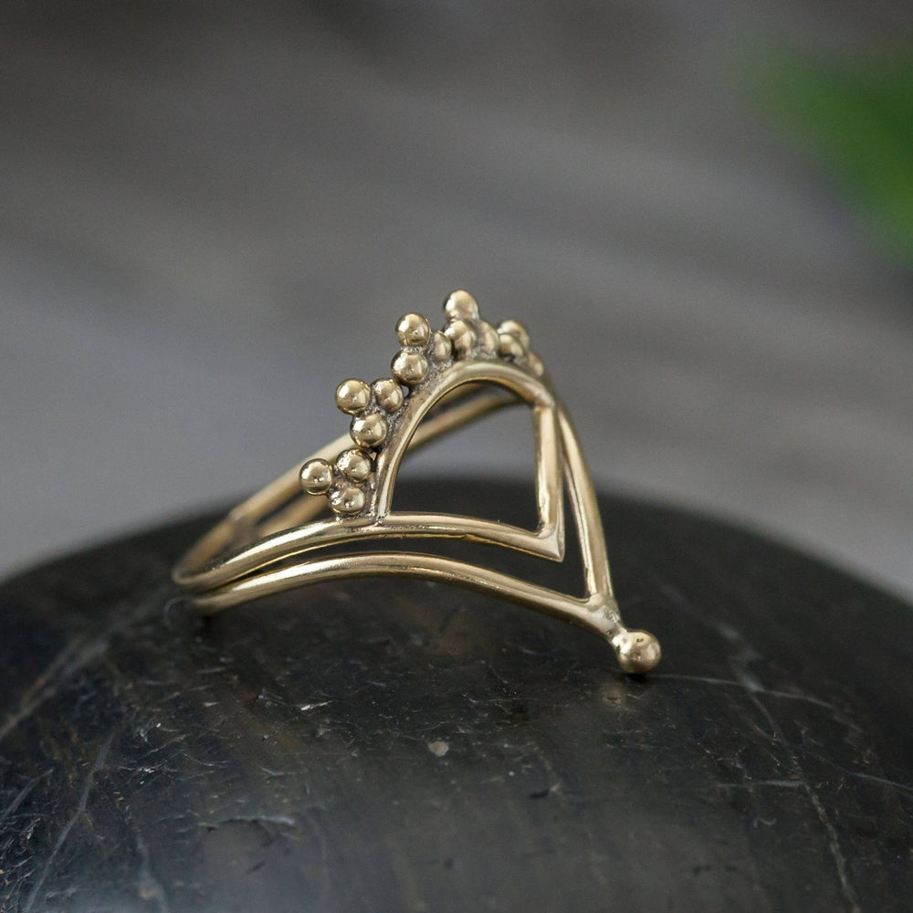 Brass Double Crown Ring - Ethically Made