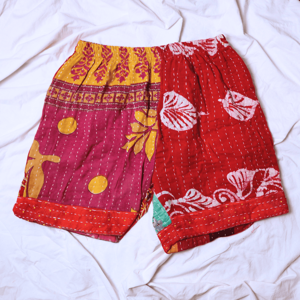 OOAK Cotton Kantha Beach Shorts - XL (0001) - Ethically Made