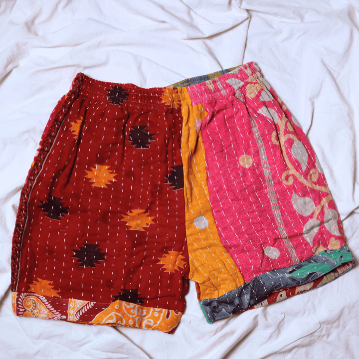 OOAK Cotton Kantha Beach Shorts - Medium (0002) - Ethically Made