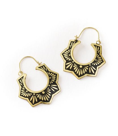 Nisha Lotus Hoop Earrings - Ethically Made