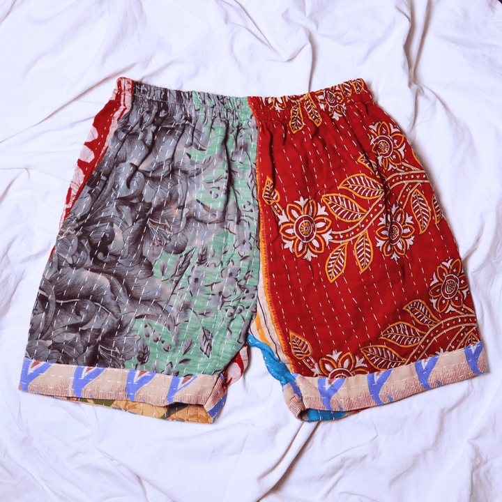 OOAK Cotton Kantha Beach Shorts - Large (0003) - Ethically Made