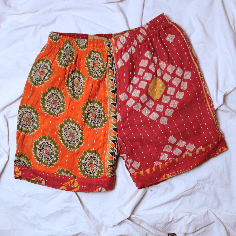 OOAK Cotton Kantha Beach Shorts - Medium (0004) - Ethically Made