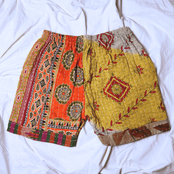OOAK Cotton Kantha Beach Shorts - Large (0004) - Ethically Made