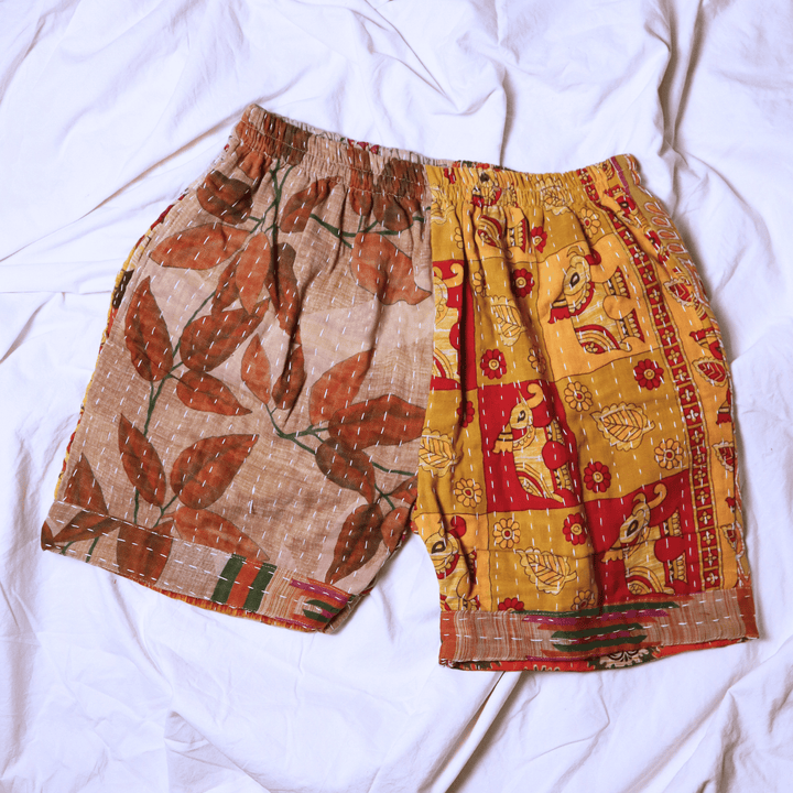OOAK Cotton Kantha Beach Shorts - Large (0004) - Ethically Made