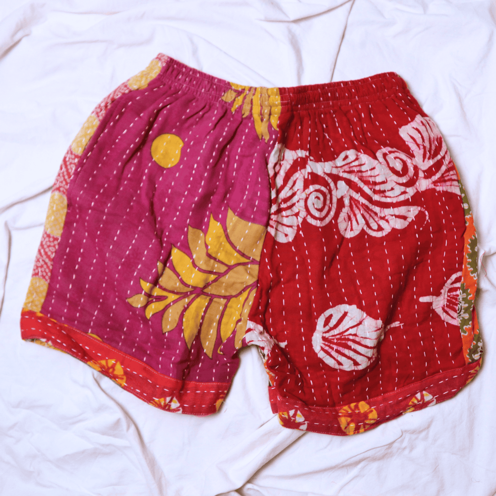 OOAK Cotton Kantha Beach Shorts - Medium (0004) - Ethically Made