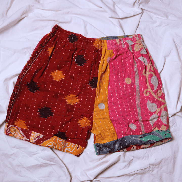 OOAK Cotton Kantha Beach Shorts - Medium (0005) - Ethically Made