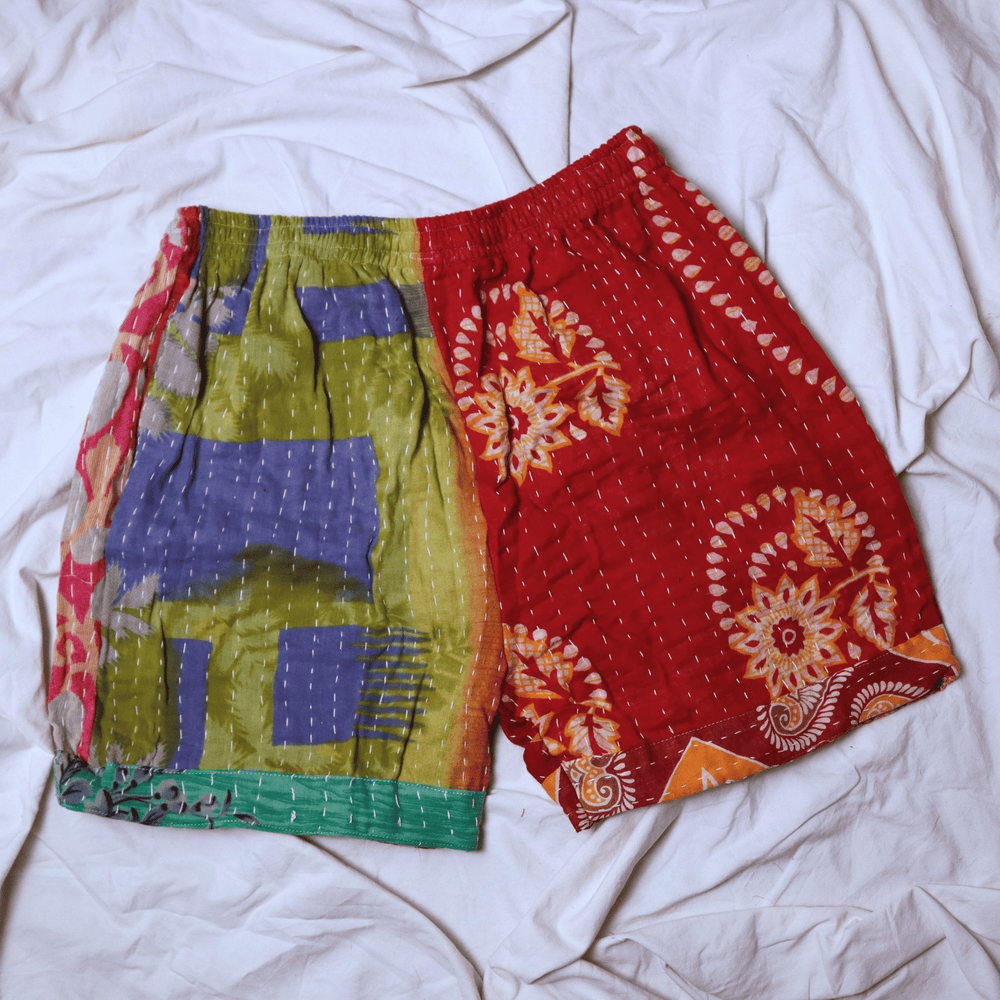 OOAK Cotton Kantha Beach Shorts - Medium (0005) - Ethically Made