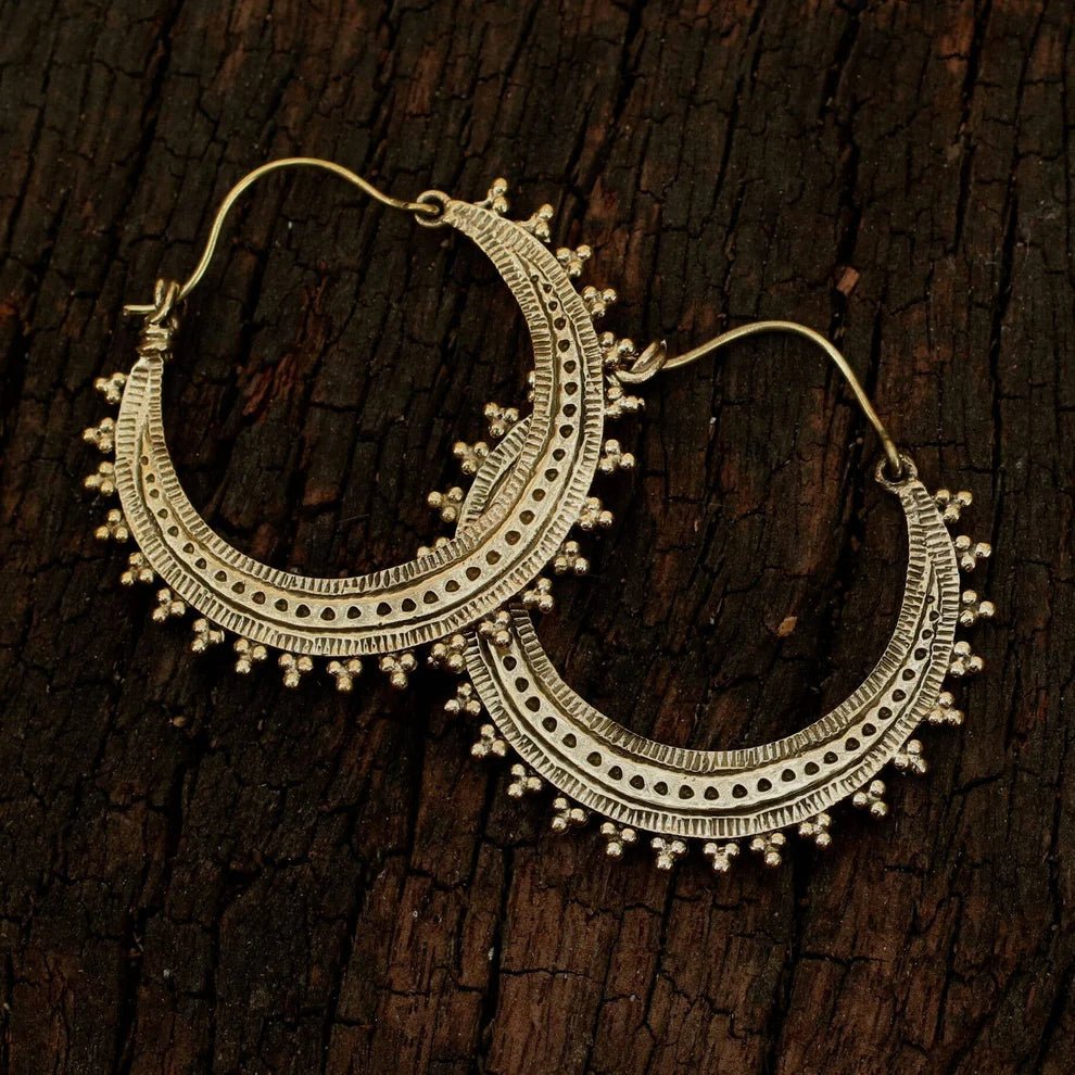 Brass Tribal Hoop Earrings - Ethically Made