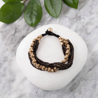 Dark Two - Tone Brass Beaded Bracelet - Ethically Made