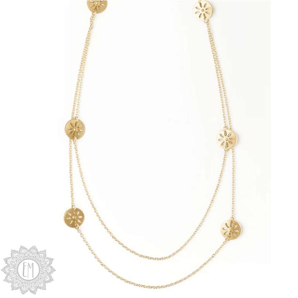 Chameli Petal Coin Double Strand Necklace
