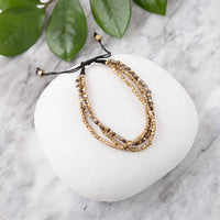 Three - Strand Brass Beaded Bracelet - Ethically Made
