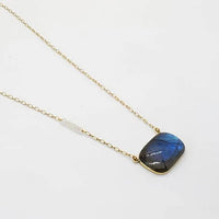 Labradorite Necklace with Moonstone Beads - Ethically Made