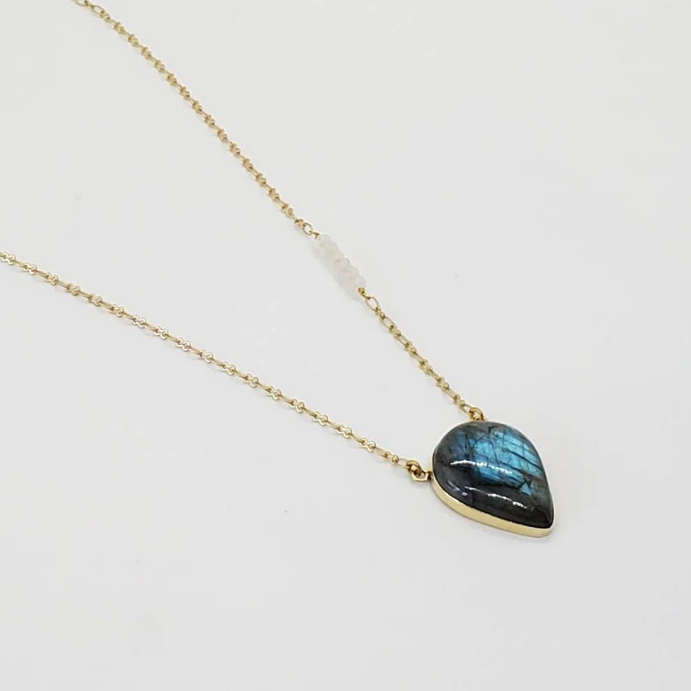 Labradorite Necklace with Moonstone Beads - Ethically Made