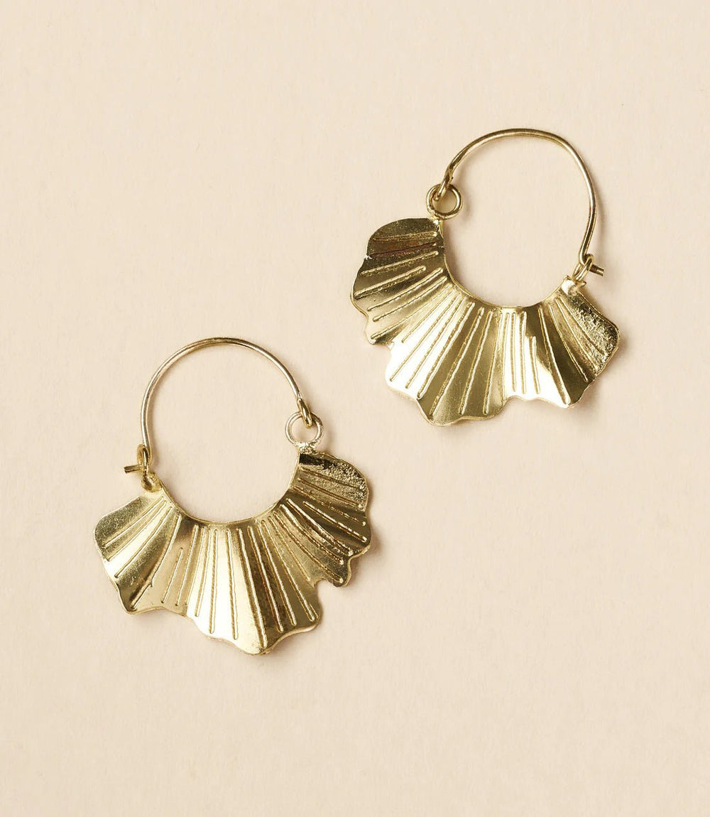 Sayuri Ginko Leaf Hoop Earrings - Ethically Made