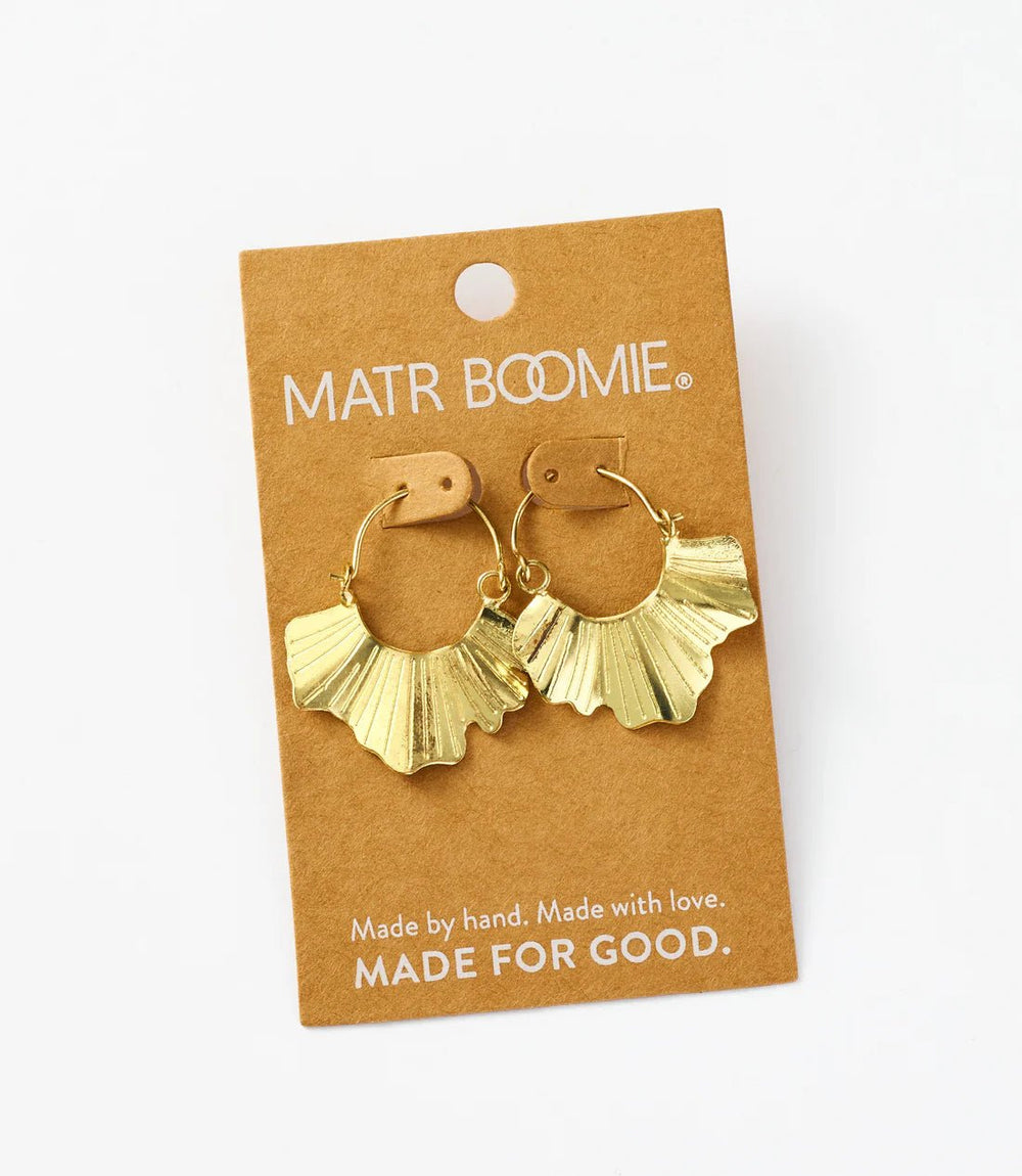 Sayuri Ginko Leaf Hoop Earrings - Ethically Made