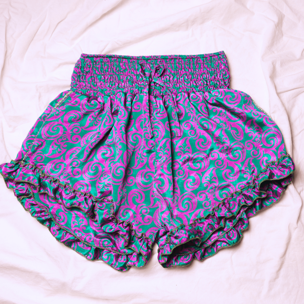 OOAK Silk Sari Shorts Md/Lg (0004) - Ethically Made