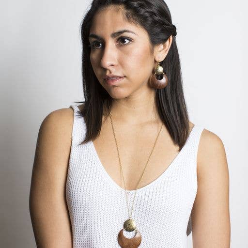 Earth and Fire Moon Drop Earrings