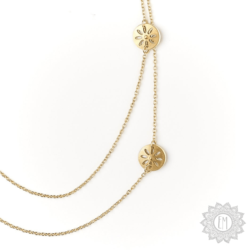 Chameli Petal Coin Double Strand Necklace