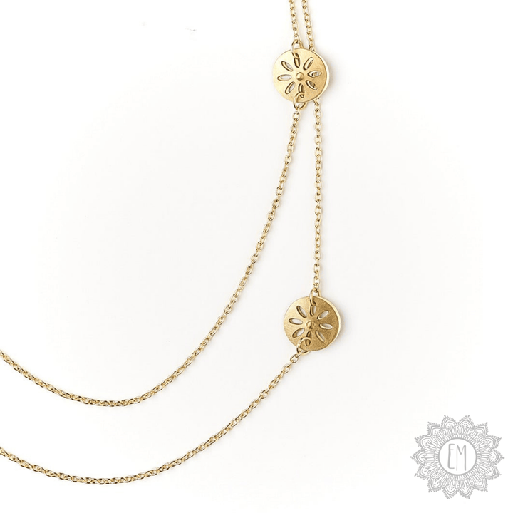 Chameli Petal Coin Double Strand Necklace